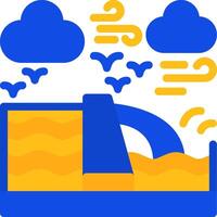 Hydropower Flat Two Color Icon vector