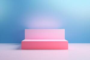 AI generated Unique Pink and blue podium. Generate Ai photo