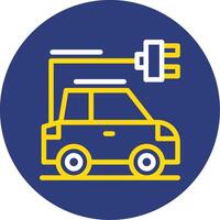 Car with charging symbol Dual Line Circle Icon vector