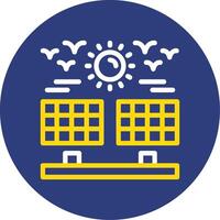 Solar farm Dual Line Circle Icon vector