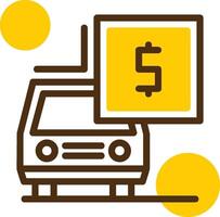 Car with dollar sign Yellow Lieanr Circle Icon vector