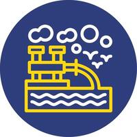 Water pollution Dual Line Circle Icon vector