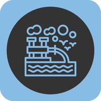 Water pollution Linear Round Icon vector