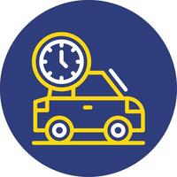 coche con reloj doble línea circulo icono vector