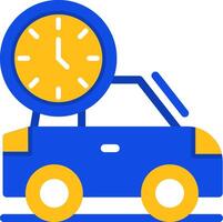 coche con reloj plano dos color icono vector