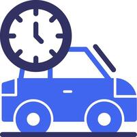 coche con reloj sólido dos color icono vector