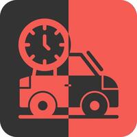 coche con reloj rojo inverso icono vector