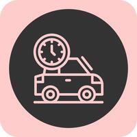 Car with clock Linear Round Icon vector