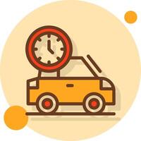 Car with clock Filled Shadow Circle Icon vector