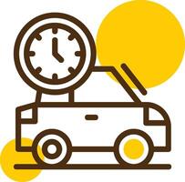Car with clock Yellow Lieanr Circle Icon vector