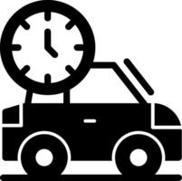 coche con reloj glifo icono vector