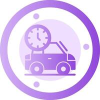 coche con reloj glifo degradado icono vector