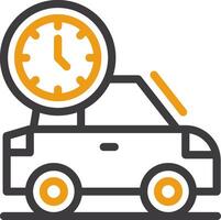 coche con reloj glifo circulo icono vector