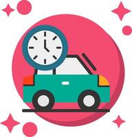 Car with clock Tailed Color Icon vector