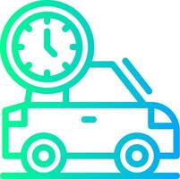 coche con reloj lineal degradado icono vector