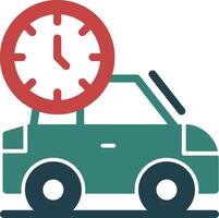 Car with clock Glyph Two Color Icon vector