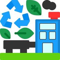 Green recycling center Flat Icon vector