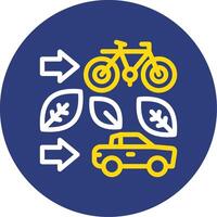 Green transportation options Dual Line Circle Icon vector