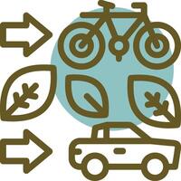 Green transportation options Linear Circle Icon vector