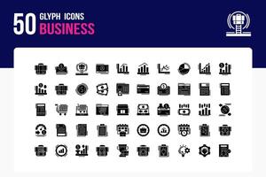 50 Business Glyph Icon Sheet vector