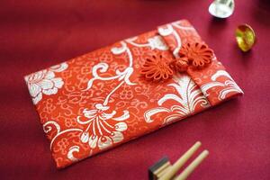 Red envelope fabric Chinese studs photo