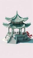 AI generated chinese style jade green gazebo pagoda, ai photo