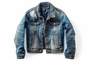 Denim jacket isolated on white background. Clipping path included. photo