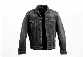 Black leather jacket isolated on a white background. 3d rendering. photo