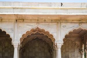 Architectural details of Lal Qila - Red Fort situated in Old Delhi, India, View inside Delhi Red Fort the famous Indian landmarks photo