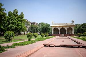 Architectural details of Lal Qila - Red Fort situated in Old Delhi, India, View inside Delhi Red Fort the famous Indian landmarks photo