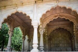 Architectural details of Lal Qila - Red Fort situated in Old Delhi, India, View inside Delhi Red Fort the famous Indian landmarks photo