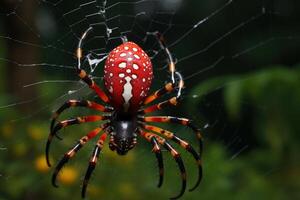 AI generated Venomous Orb weaver spider arabesca predator. Generate Ai photo