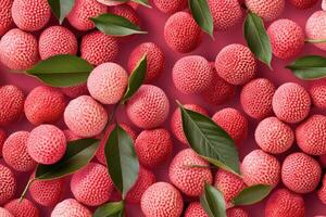 AI generated Vibrant Lychee fruit background. Generate Ai photo