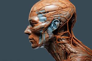 AI generated Intellectual Person head neural. Generate Ai photo