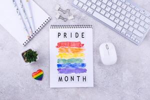 Pride month concept with LGBTQ flag photo