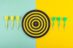 Target and goal concept with darts and arrows photo