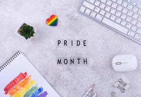 Pride month concept with LGBTQ flag photo