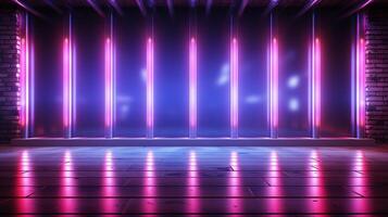 AI generated Neon lighting with copy space for banner and background.  Generative AI photo