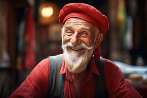 ai generado genuino foto de italiano antiguo hombre sonriente. generar ai