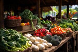 ai generado abundante orgánico vegetal productos mercado departamento. generar ai foto