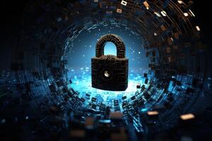 AI generated Secure Padlock opening network. Generate Ai photo