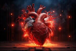 AI generated Debilitating Man pain heart. Generate Ai photo