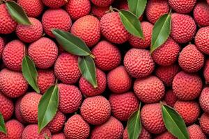 AI generated Juicy Lychee fruit background. Generate Ai photo