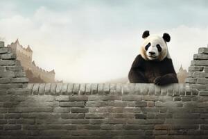 AI generated Vibrant Panda mockup background. Generate Ai photo