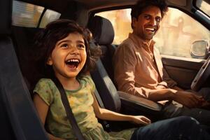 AI generated Reliable Parents daughter auto ride service. Generate Ai photo