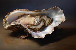 AI generated Hollowed Oyster open shell. Generate Ai photo