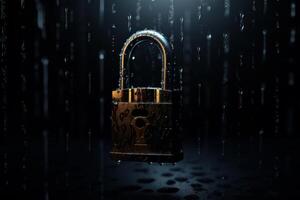 AI generated Padlock dark moody lighting banner. Generate Ai photo