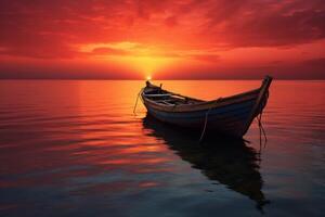 AI generated Pair boat sunset. Generate Ai photo