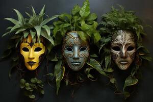 AI generated Vibrant Painted mask plants. Generate Ai photo