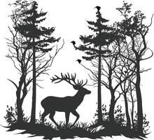 Deer in the forest Silhouette vector